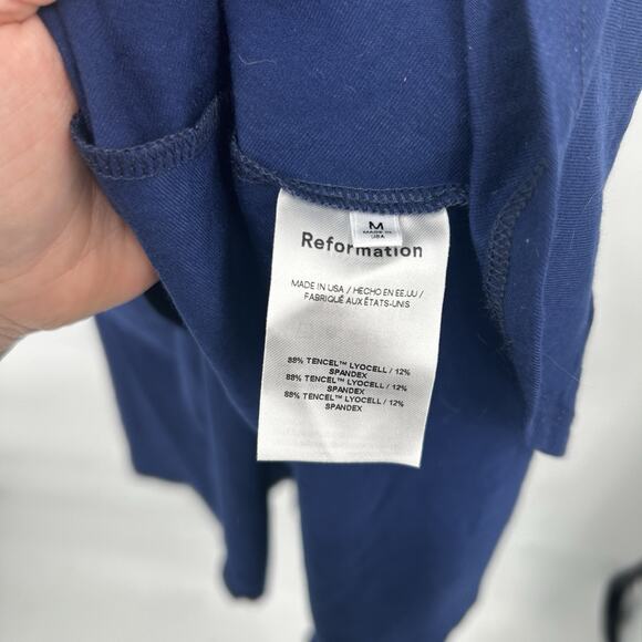 Reformation Edita Navy Blue Jersey Knit Dress With Pockets Size Medium M - Picture 4 of 7